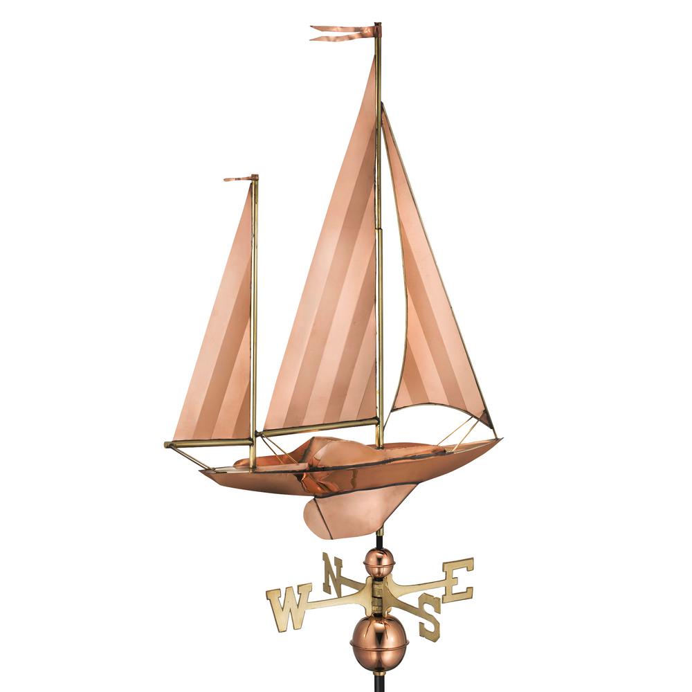 Large Sailboat Weathervane - Pure Copper