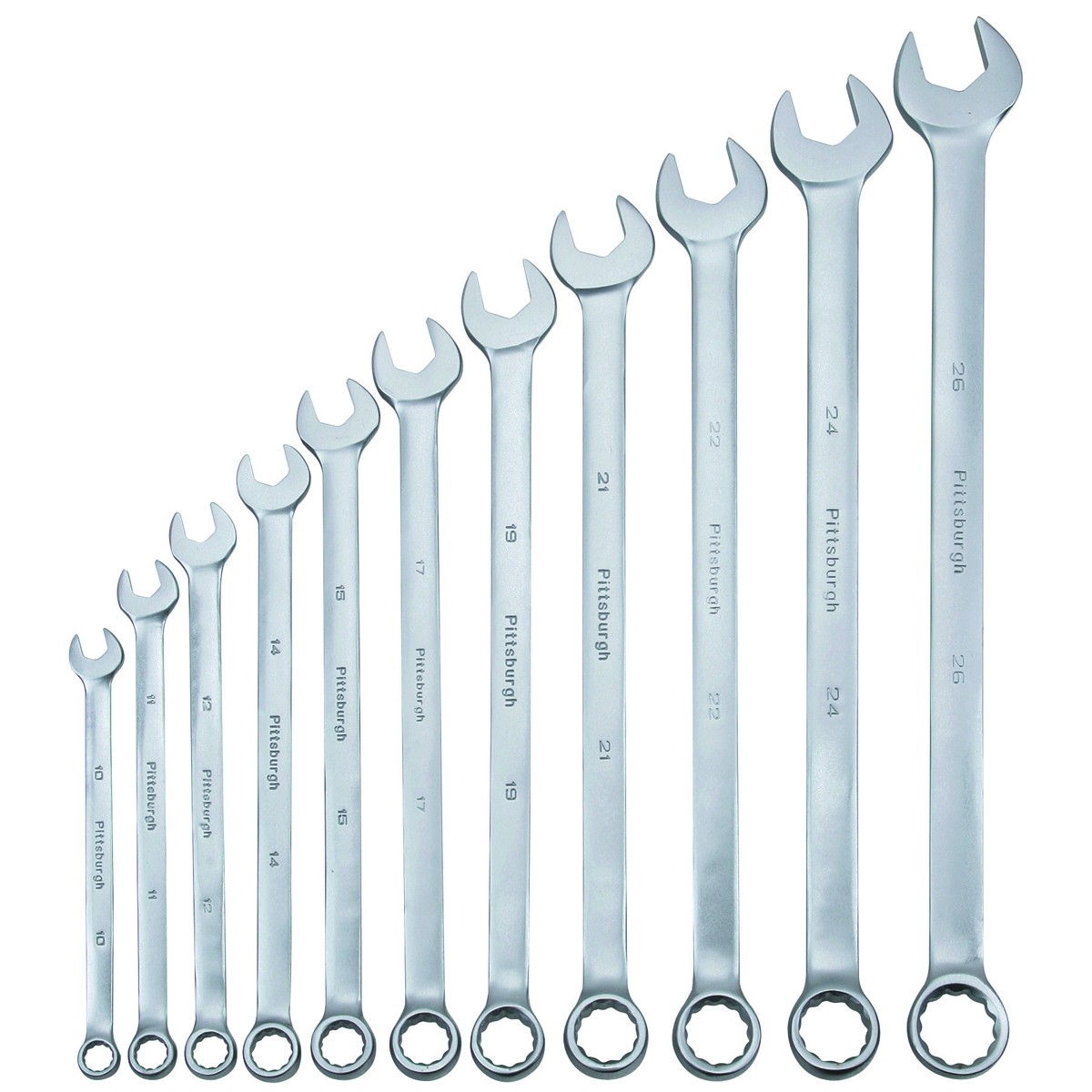 11 Pc Fully Polished Metric Long Handle Combination Wrench Set